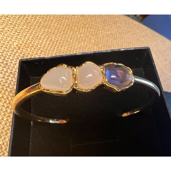 3 Stone Gold Plated Cuff Bracelet--Handmade Custom from Etsy - Picture 5 of 11